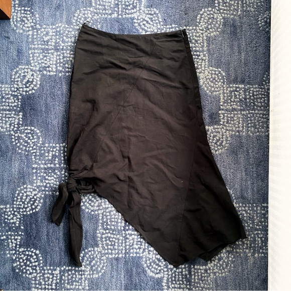 π€ ZARA BOHO BLACK ASYMMETRICAL SIDE TIE HIGH WAIST MIDI SKIRT! - Picture 6 of 13